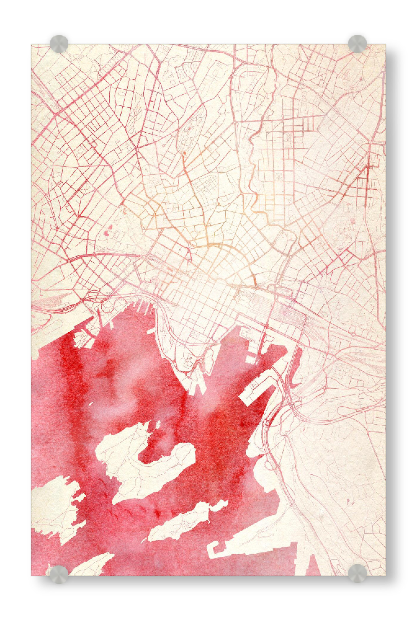 Acrylglasbild "Oslo Norwegen I" artboxONE - Städte,Reise - Städte,Stadtkarte,Wasserfarbe