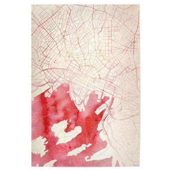 Poster "Oslo Norwegen I" artboxONE - Städte,Reise - Städte,Stadtkarte,Wasserfarbe