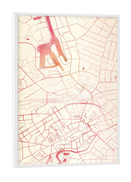 Poster mit weißem Rahmen "Odense Dänemark II" artboxONE - Städte,Reise - Städte,Stadtkarte,Wasserfarbe