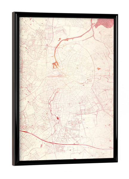 Poster mit schwarzem Rahmen "Odense Dänemark I" artboxONE - Städte,Reise - Städte,Stadtkarte,Wasserfarbe