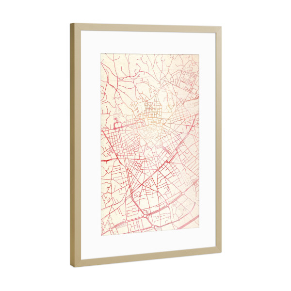 Poster mit Rahmen Gold "Nîmes Frankreich II" artboxONE - Städte,Reise - Städte,Stadtkarte,Wasserfarbe