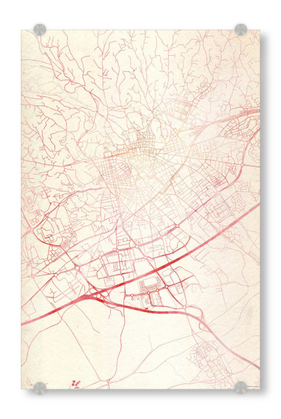 Acrylglasbild "Nîmes Frankreich I" artboxONE - Städte,Reise - Städte,Stadtkarte,Wasserfarbe