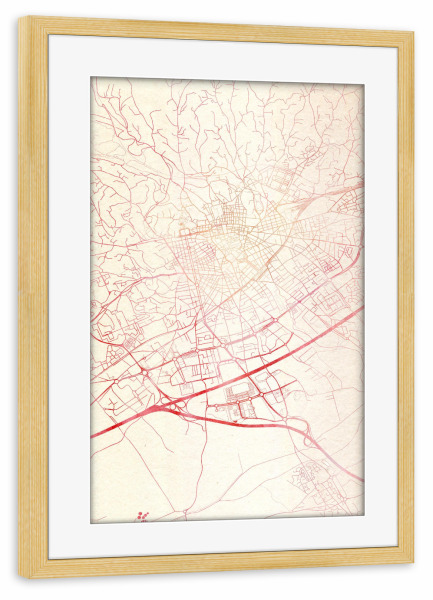 Poster mit Rahmen kiefer "Nîmes Frankreich I" artboxONE - Städte,Reise - Städte,Stadtkarte,Wasserfarbe