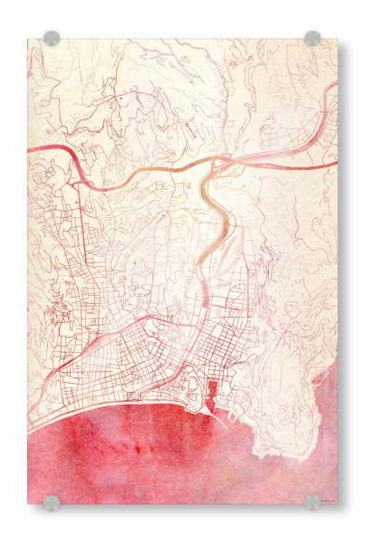 Acrylglasbild "Nizza Frankreich II" artboxONE - Städte,Reise - Städte,Stadtkarte,Wasserfarbe