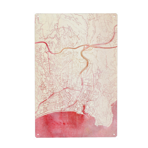 Metall Poster "Nizza Frankreich II" artboxONE - Städte,Reise - Städte,Stadtkarte,Wasserfarbe - Blechschild