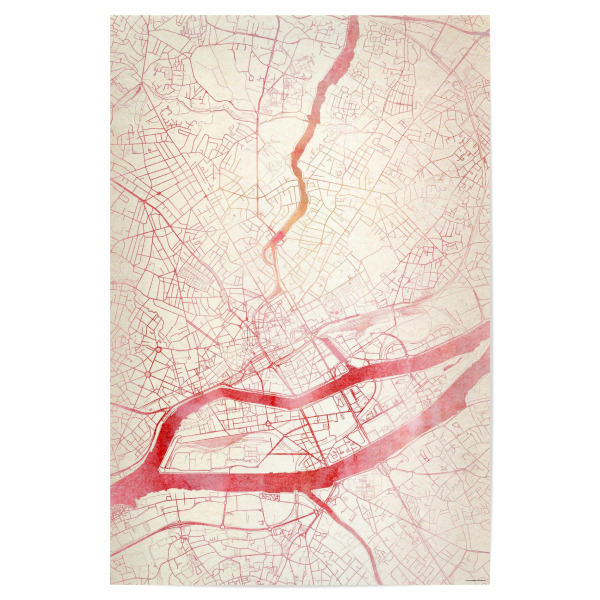 Poster "Nantes Frankreich I" artboxONE - Städte,Reise - Städte,Stadtkarte,Wasserfarbe