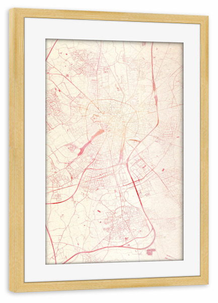 Poster mit Rahmen kiefer "Münster Deutschland I" artboxONE - Städte,Reise - Städte,Stadtkarte,Wasserfarbe