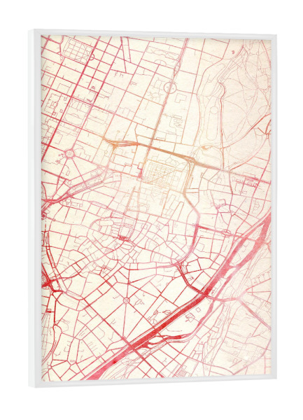 Poster mit weißem Rahmen "München Deutschland 3" artboxONE - Städte,Reise - Städte,Stadtkarte,Wasserfarbe