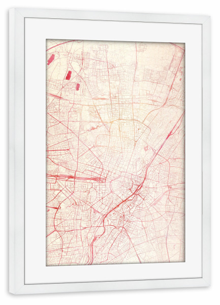 Poster mit Rahmen weiß "München Deutschland II" artboxONE - Städte,Reise - Städte,Stadtkarte,Wasserfarbe
