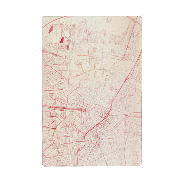 Holzbild "München Deutschland II" artboxONE - Städte,Reise - Städte,Stadtkarte,Wasserfarbe