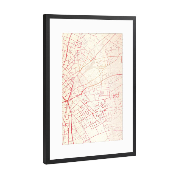 Poster mit Rahmen Schwarz (Metallic) "Mönchengladbach Deutschland II" artboxONE - Städte,Reise - Städte,Stadtkarte,Wasserfarbe