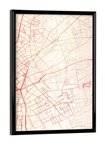 Poster mit schwarzem Rahmen "Mönchengladbach Deutschland II" artboxONE - Städte,Reise - Städte,Stadtkarte,Wasserfarbe