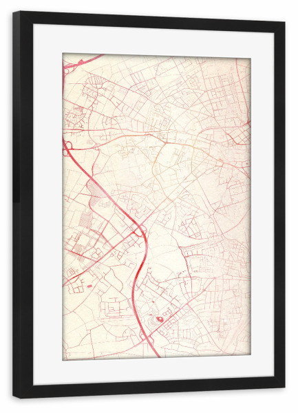 Poster mit Rahmen schwarz "Mönchengladbach Deutschland I" artboxONE - Städte,Reise - Städte,Stadtkarte,Wasserfarbe