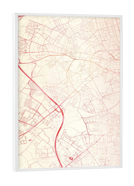 Poster mit weißem Rahmen "Mönchengladbach Deutschland I" artboxONE - Städte,Reise - Städte,Stadtkarte,Wasserfarbe