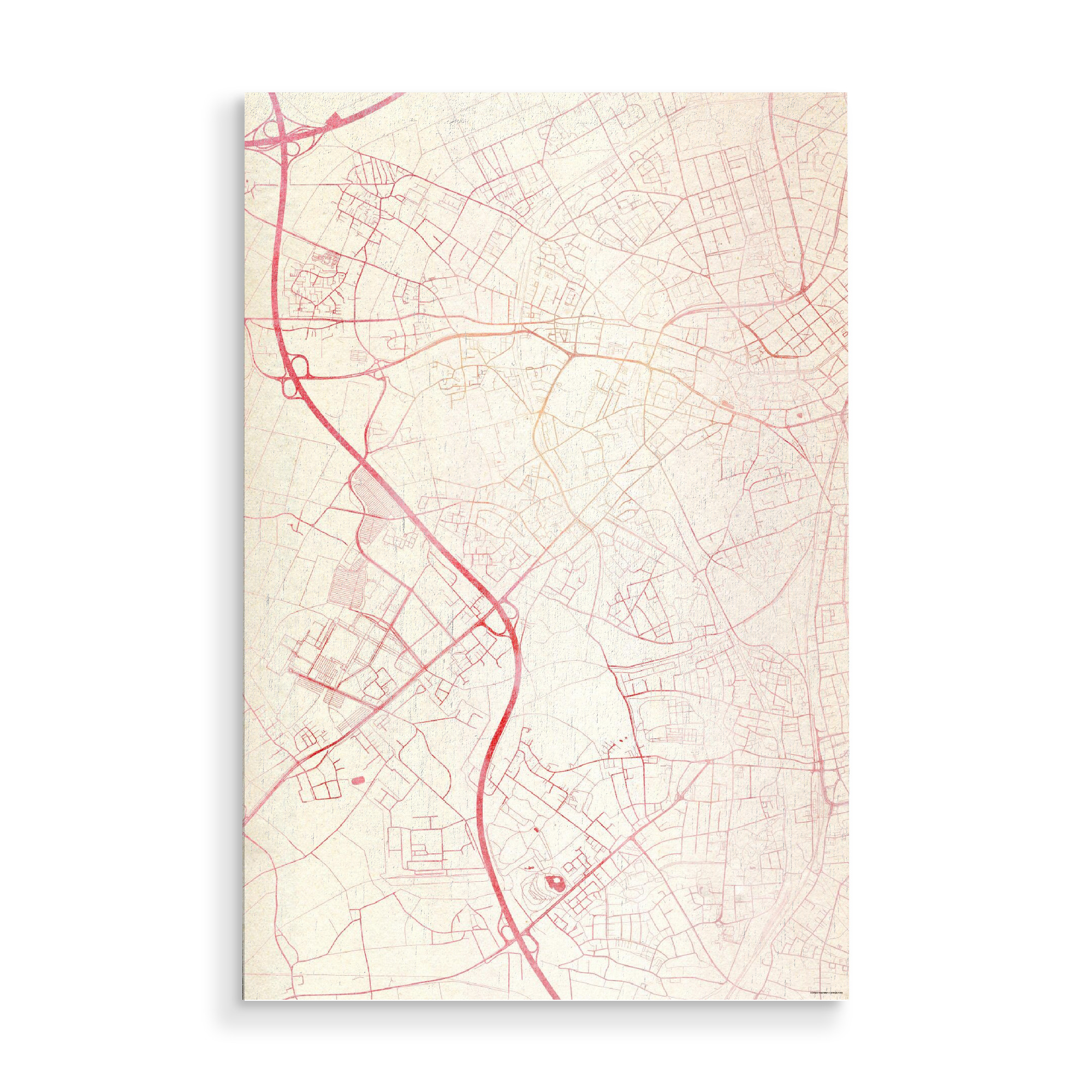Holzbild "Mönchengladbach Deutschland I" artboxONE - Städte,Reise - Städte,Stadtkarte,Wasserfarbe