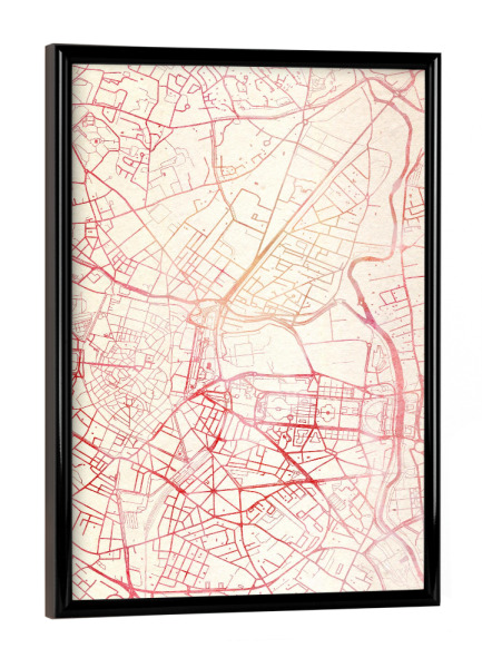 Poster mit schwarzem Rahmen "Montpellier Frankreich II" artboxONE - Städte,Reise - Städte,Stadtkarte,Wasserfarbe