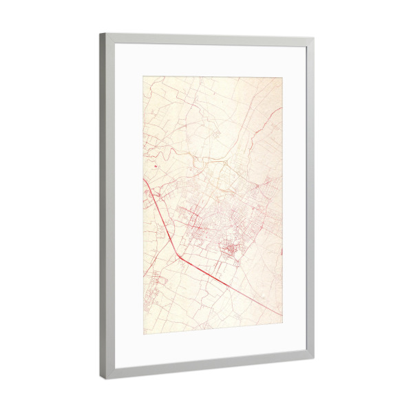 Poster mit Rahmen Silber "Modena Italien 3" artboxONE - Städte,Reise - Städte,Stadtkarte,Wasserfarbe