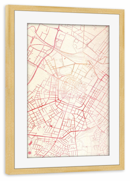 Poster mit Rahmen kiefer "Modena Italien II" artboxONE - Städte,Reise - Städte,Stadtkarte,Wasserfarbe