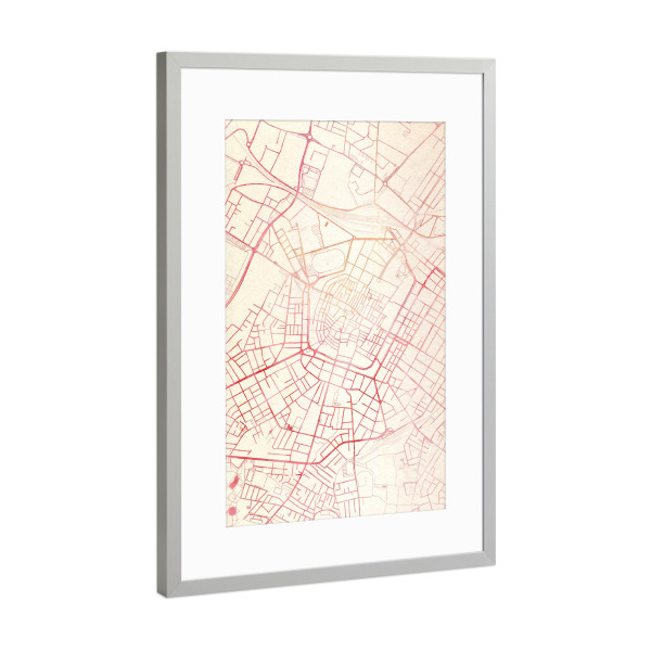 Poster mit Rahmen Silber "Modena Italien II" artboxONE - Städte,Reise - Städte,Stadtkarte,Wasserfarbe