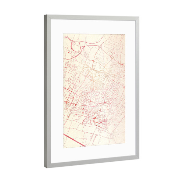 Poster mit Rahmen Silber "Modena Italien I" artboxONE - Städte,Reise - Städte,Stadtkarte,Wasserfarbe