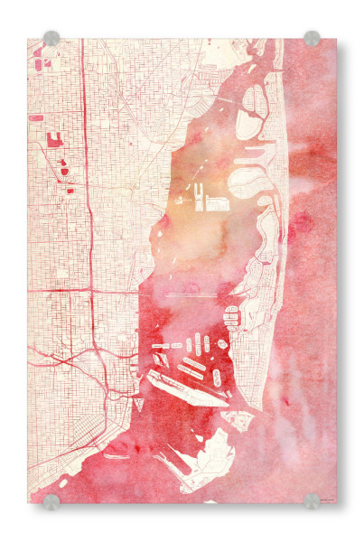 Acrylglasbild "Miami USA II" artboxONE - Städte,Reise - Städte,Stadtkarte,Wasserfarbe