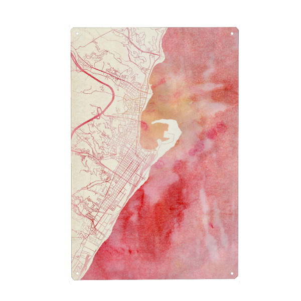 Holzbild "Messina Italien I" artboxONE - Städte,Reise - Städte,Stadtkarte,Wasserfarbe