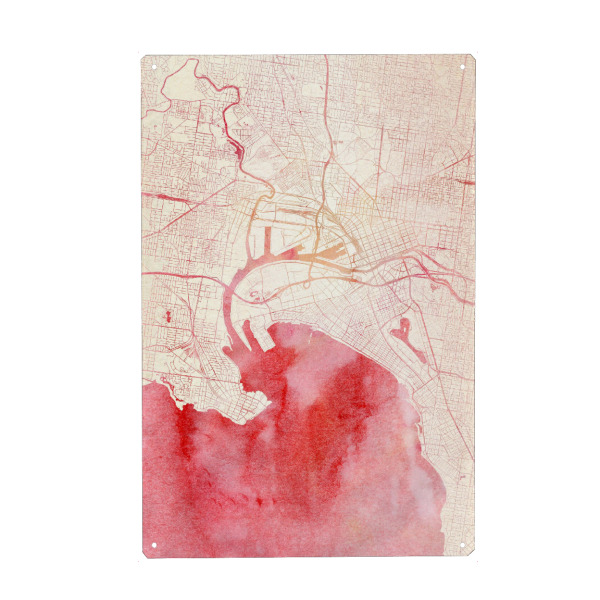 Metall Poster "Melbourne Australien II" artboxONE - Städte,Reise - Städte,Stadtkarte,Wasserfarbe - Blechschild