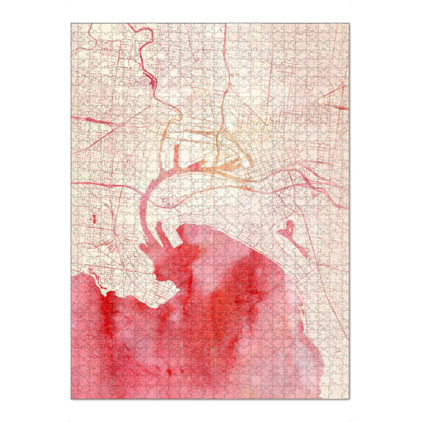 Puzzle Ravensburger "Melbourne Australien II" artboxONE - Städte,Reise - Städte,Stadtkarte,Wasserfarbe - Bild städte