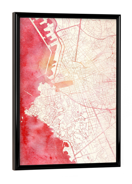 Poster mit schwarzem Rahmen "Marseille Frankreich II" artboxONE - Städte,Reise - Städte,Stadtkarte,Wasserfarbe