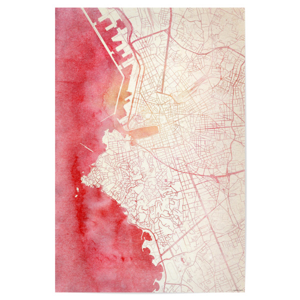 Poster 30x20 cm "Marseille Frankreich II" artboxONE - Städte,Reise - Städte,Stadtkarte,Wasserfarbe