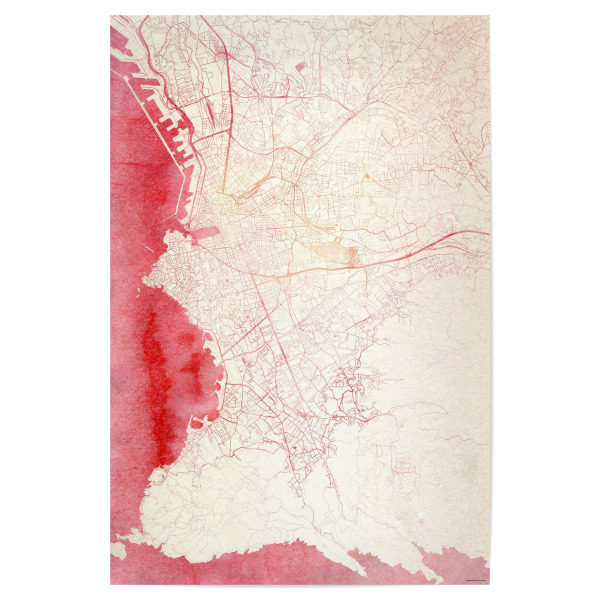 Poster "Marseille Frankreich I" artboxONE - Städte,Reise - Städte,Stadtkarte,Wasserfarbe