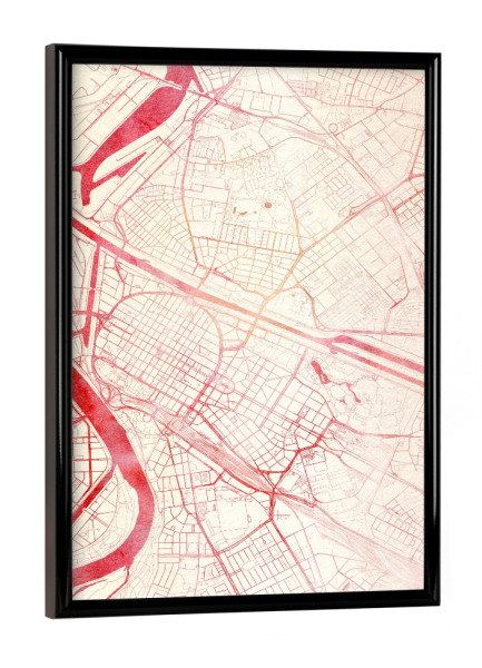 Poster mit schwarzem Rahmen "Mannheim Deutschland I" artboxONE - Städte,Reise - Städte,Stadtkarte,Wasserfarbe