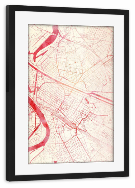 Poster mit Rahmen schwarz "Mannheim Deutschland I" artboxONE - Städte,Reise - Städte,Stadtkarte,Wasserfarbe