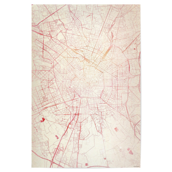 Poster 30x20 cm "Mailand Italien I" artboxONE - Städte,Reise - Städte,Stadtkarte,Wasserfarbe