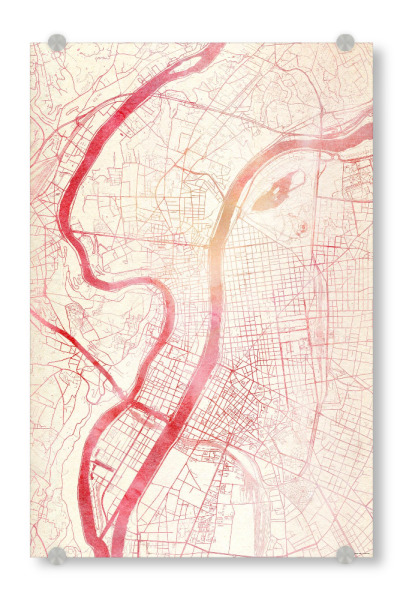 Acrylglasbild "Lyon Frankreich I" artboxONE - Städte,Reise - Städte,Stadtkarte,Wasserfarbe