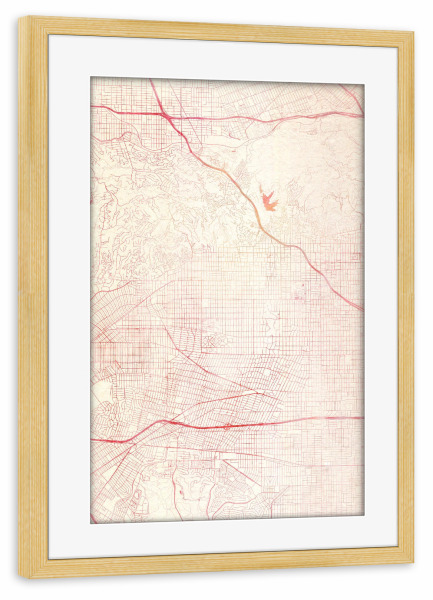 Poster mit Rahmen kiefer "Los-Angeles USA II" artboxONE - Städte,Reise - Städte,Stadtkarte,Wasserfarbe