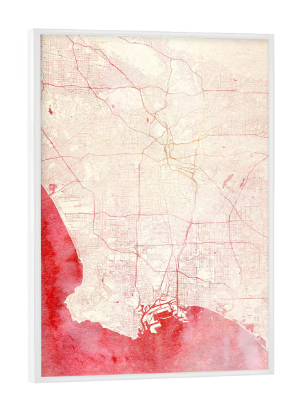 Poster mit weißem Rahmen "Los-Angeles USA I" artboxONE - Städte,Reise - Städte,Stadtkarte,Wasserfarbe