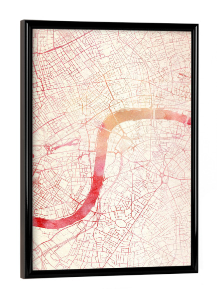 Poster mit schwarzem Rahmen "London GB II" artboxONE - Städte,Reise - Städte,Stadtkarte,Wasserfarbe