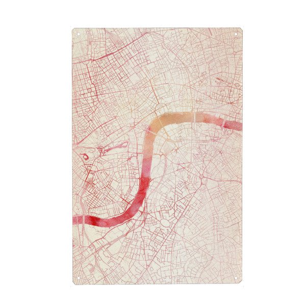 Holzbild "London GB II" artboxONE - Städte,Reise - Städte,Stadtkarte,Wasserfarbe