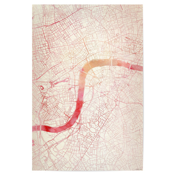 Poster "London GB II" artboxONE - Städte,Reise - Städte,Stadtkarte,Wasserfarbe
