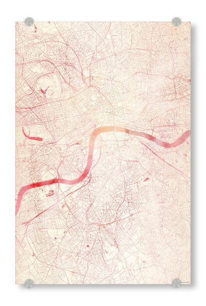 Acrylglasbild "London GB I" artboxONE - Städte,Reise - Städte,Stadtkarte,Wasserfarbe