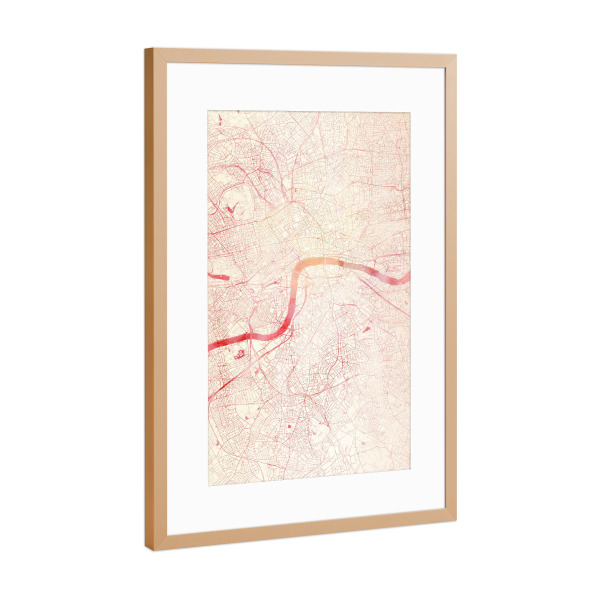 Poster mit Rahmen Kupfer "London GB I" artboxONE - Städte,Reise - Städte,Stadtkarte,Wasserfarbe