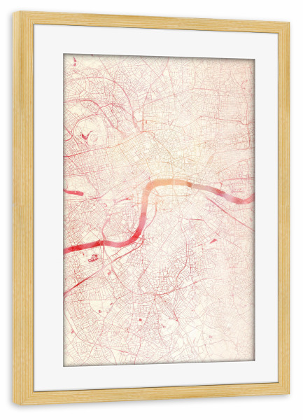Poster mit Rahmen kiefer "London GB I" artboxONE - Städte,Reise - Städte,Stadtkarte,Wasserfarbe