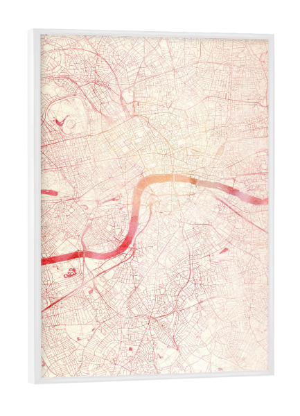Poster mit weißem Rahmen "London GB I" artboxONE - Städte,Reise - Städte,Stadtkarte,Wasserfarbe
