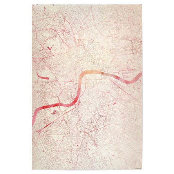 Poster "London GB I" artboxONE - Städte,Reise - Städte,Stadtkarte,Wasserfarbe