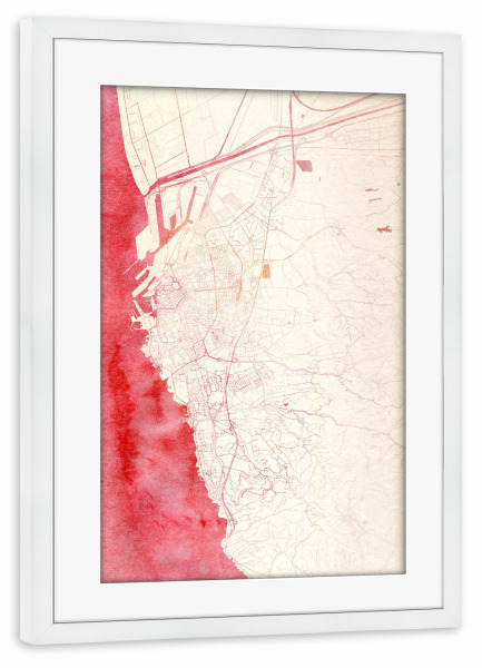 Poster mit Rahmen weiß "Livorno Italien I" artboxONE - Städte,Reise - Städte,Stadtkarte,Wasserfarbe