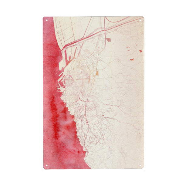 Holzbild "Livorno Italien I" artboxONE - Städte,Reise - Städte,Stadtkarte,Wasserfarbe