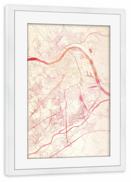 Poster mit Rahmen weiß "Linz Österreich II" artboxONE - Städte,Reise - Städte,Stadtkarte,Wasserfarbe