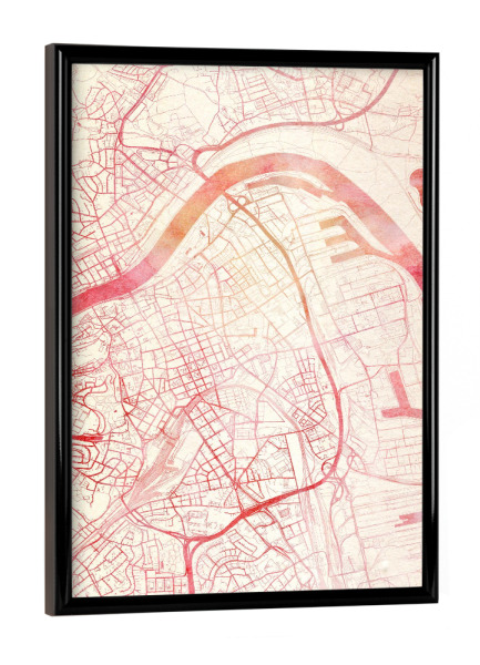 Poster mit schwarzem Rahmen "Linz Österreich I" artboxONE - Städte,Reise - Städte,Stadtkarte,Wasserfarbe