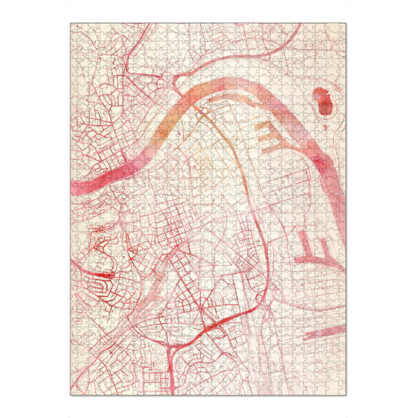 Puzzle Ravensburger "Linz Österreich I" artboxONE - Städte,Reise - Städte,Stadtkarte,Wasserfarbe - Bild städte